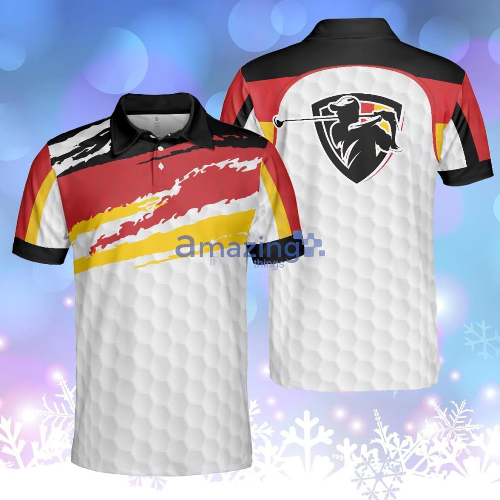 German Flag Golf Polo Shirt, Black Wet Paint Golfing Polo Shirt Product Photo 1