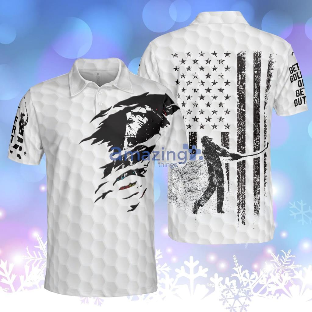 Get Golf Or Get Out, American Golfer Polo Shirt, German Black And White American Flag For Men Product Photo 1