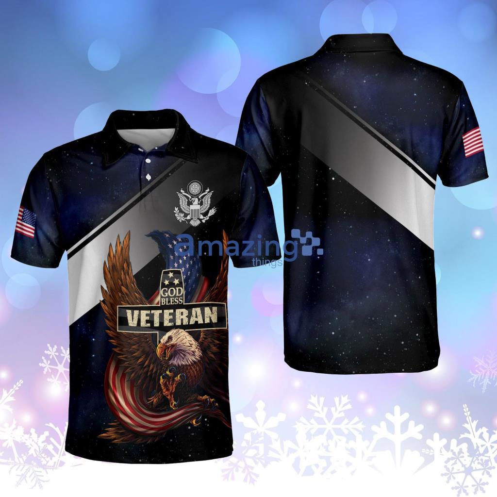 God Bless Veteran Day American Eagle Golf Polo Shirt Product Photo 1