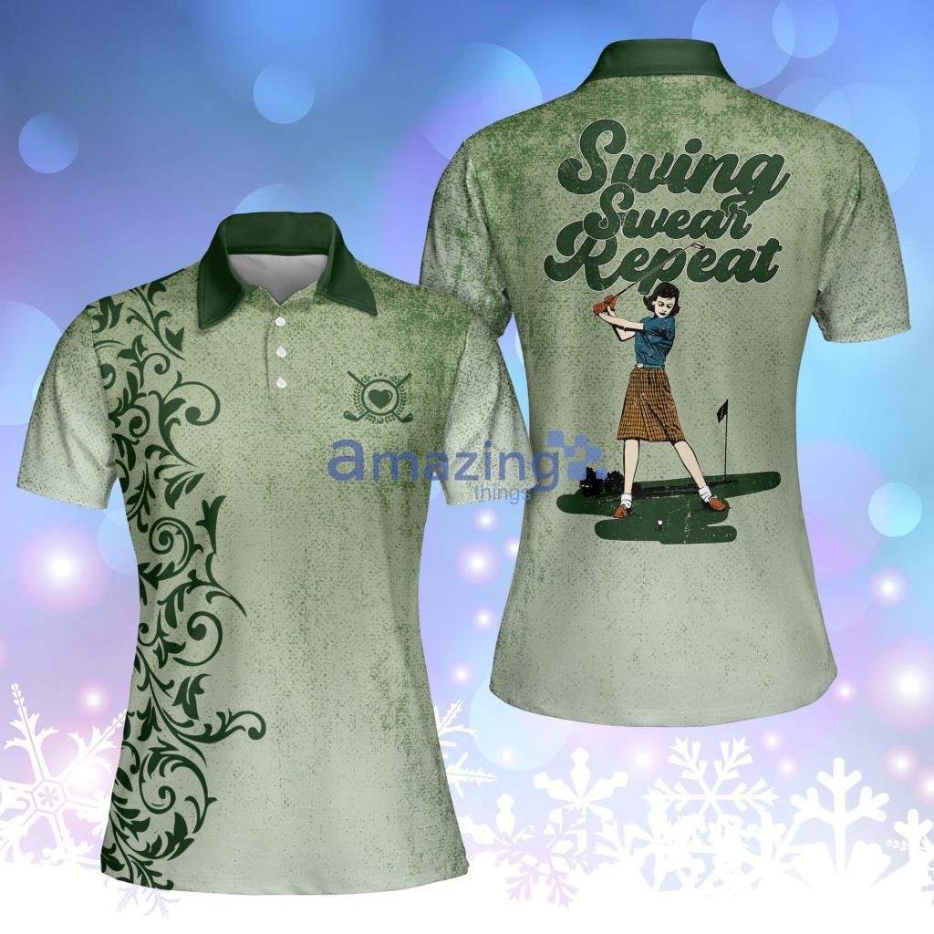 Golf Vintage Pattern Swing Swear Repeat Golfer Gift Short Sleeve Polo Shirt Product Photo 1 Golf Vintage Pattern Swing Swear Repeat Golfer Gift Short Sleeve Polo Shirt Product Photo 1