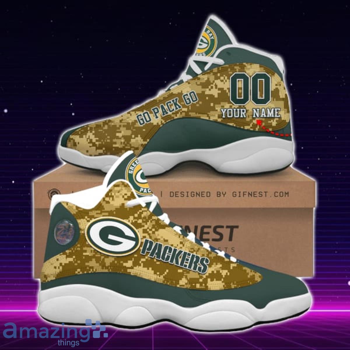 Green Bay Packers Air Jordan 13 Sneakers Shoes Custom Name Personalized  Gifts