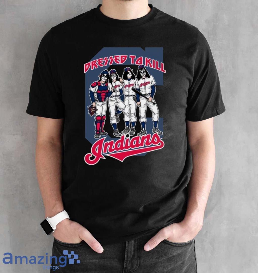 Halloween Official Mlb Kiss Band Dressed To Kill Cleveland Indians Baseball T  Shirt