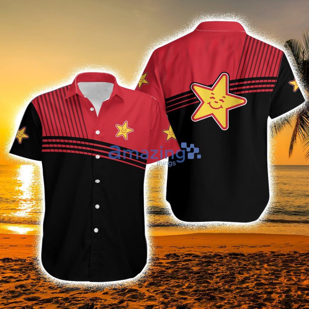 Hardee's Logo Red And Black Hawaiian Shirt Trending Summer Gift For Men And Women image Hardee's Logo Red And Black Hawaiian Shirt Trending Summer Gift For Men And Women Product Photo 1