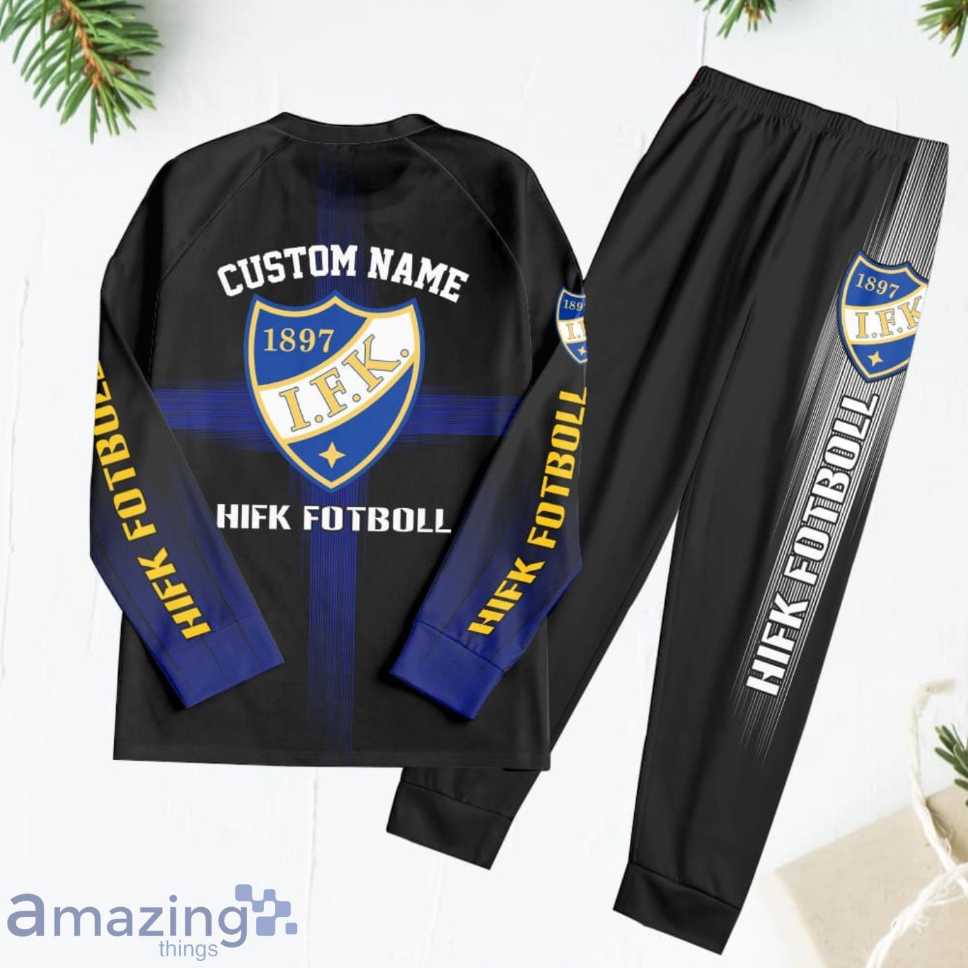 HIFK Fotboll Cusom Name Pajamas Set Best Gift For Family image HIFK Fotboll Cusom Name Pajamas Set Best Gift For Family Product Photo 3