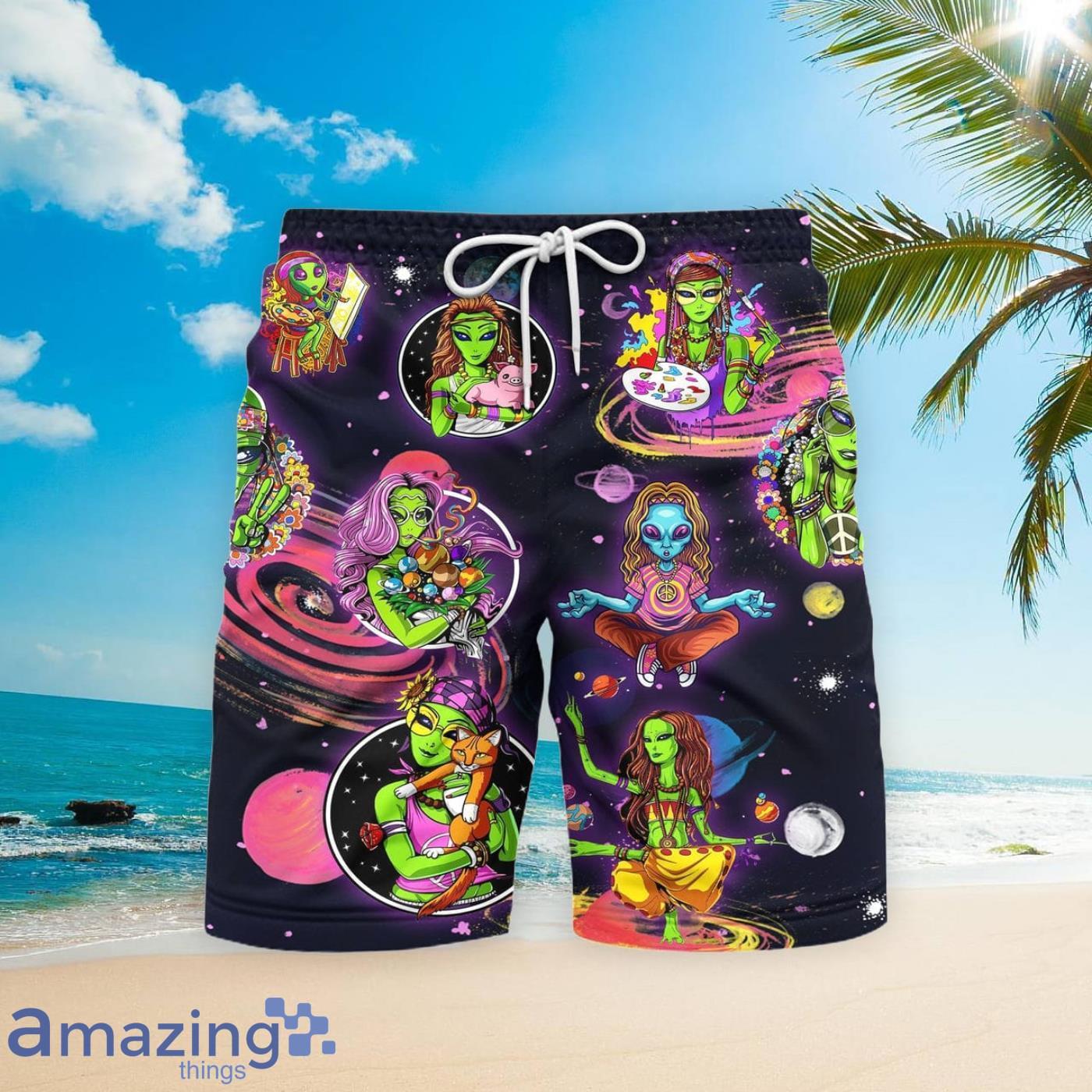 Hippie Alien Universe Beach Short For Men Best Gift For Summer Product Photo 1
