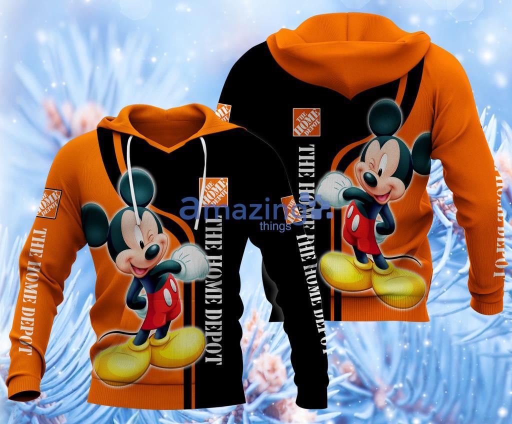 Home Depot Logo Black And Orange Mickey Mouse Hoodie 3D Gift For Men And Women Product Photo 1