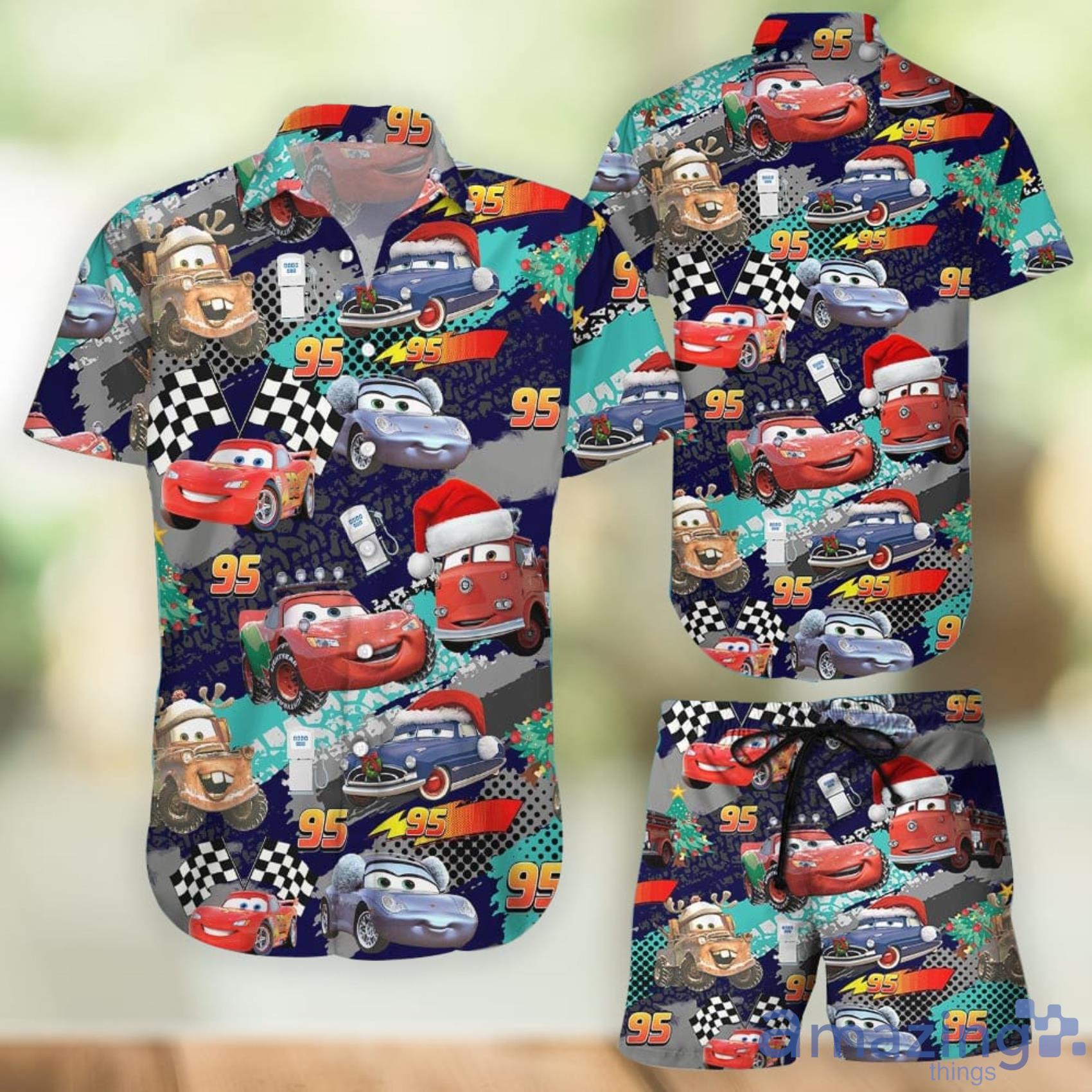Hot Lightning Mcqueen Vintage Hawaiian Shirt And Shorts Summer Gift Product Photo 1