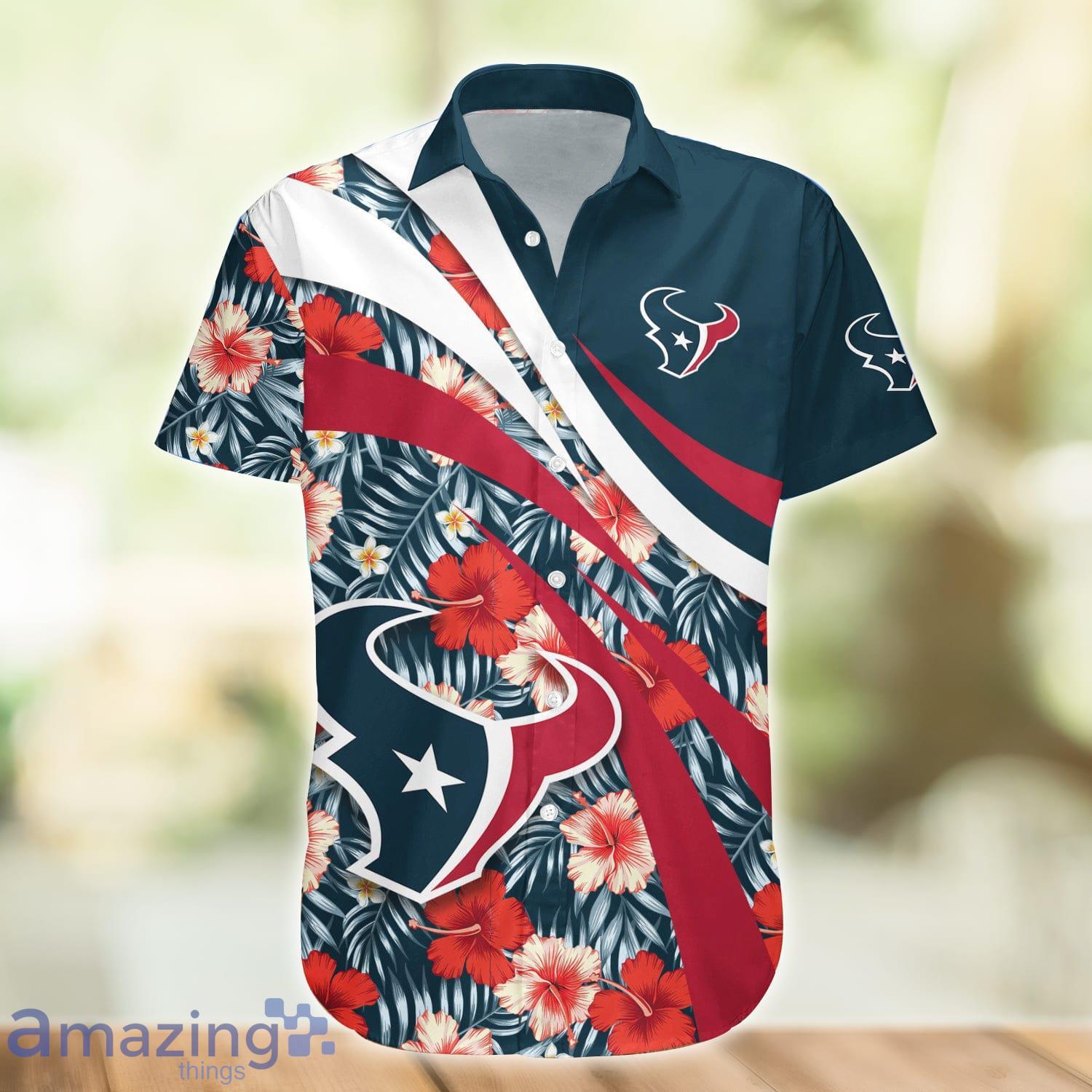 Houston Texans NFL Hibiscus Flower Pattern Aloha Hawaiian Shirt Product Photo 1