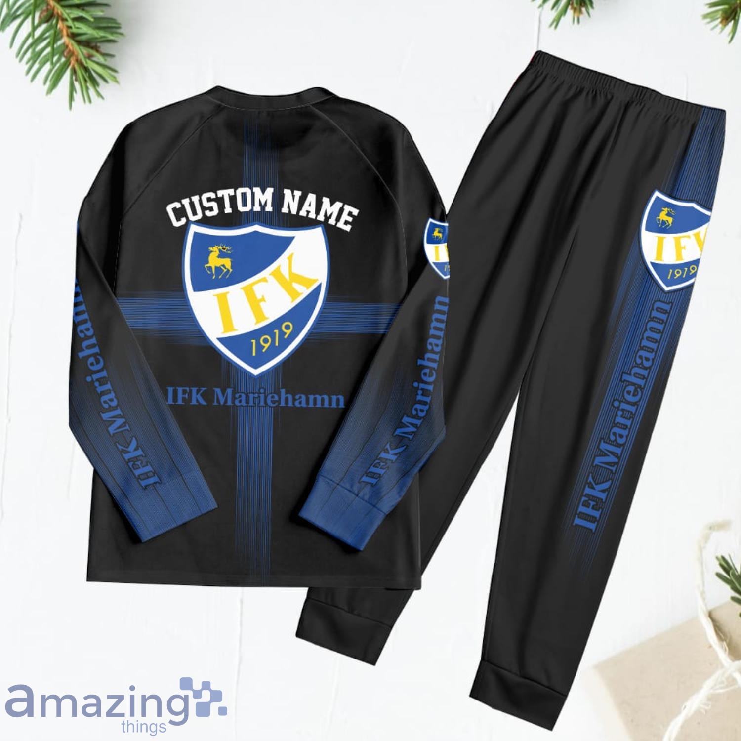 IFK Mariehamn Cusom Name Pajamas Set Best Gift For Family image IFK Mariehamn Cusom Name Pajamas Set Best Gift For Family Product Photo 3