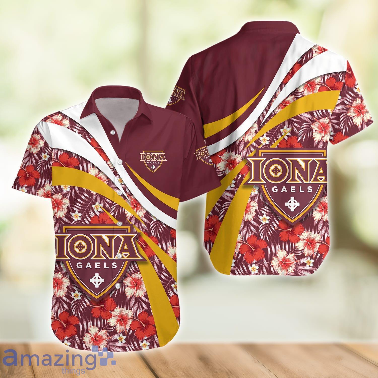 Iona Gaels NCAA Hibiscus Flower Pattern Aloha Hawaiian Shirt image Iona Gaels NCAA Hibiscus Flower Pattern Aloha Hawaiian Shirt Product Photo 2