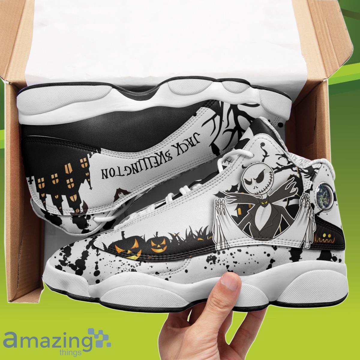 Boston Bruins Jack Skellington Halloween Air Jordan 13 Shoes For