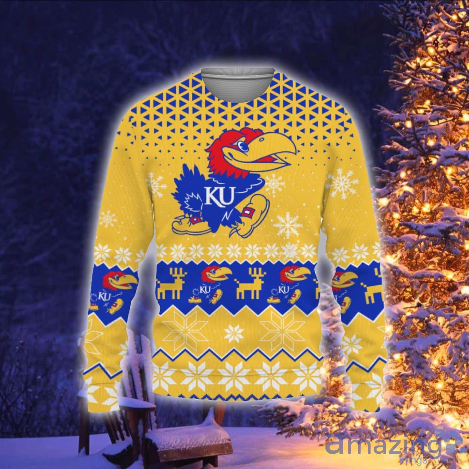 Kansas Jayhawks Sports Football American Vintage Christmas Pattern Ugly Christmas Sweater Product Photo 1