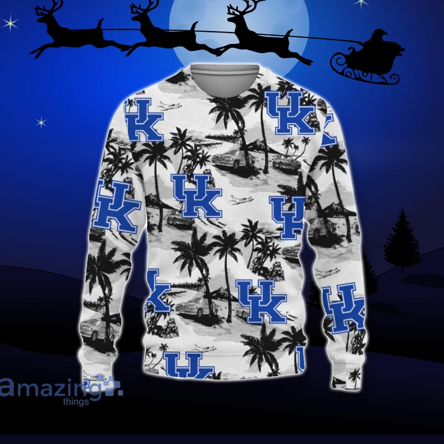 Kentucky Wildcats Car And Coconut Tropical Patterns Ugly Christmas Sweater For Fans Product Photo 1 Kentucky Wildcats Car And Coconut Tropical Patterns Ugly Christmas Sweater For Fans Product Photo 1