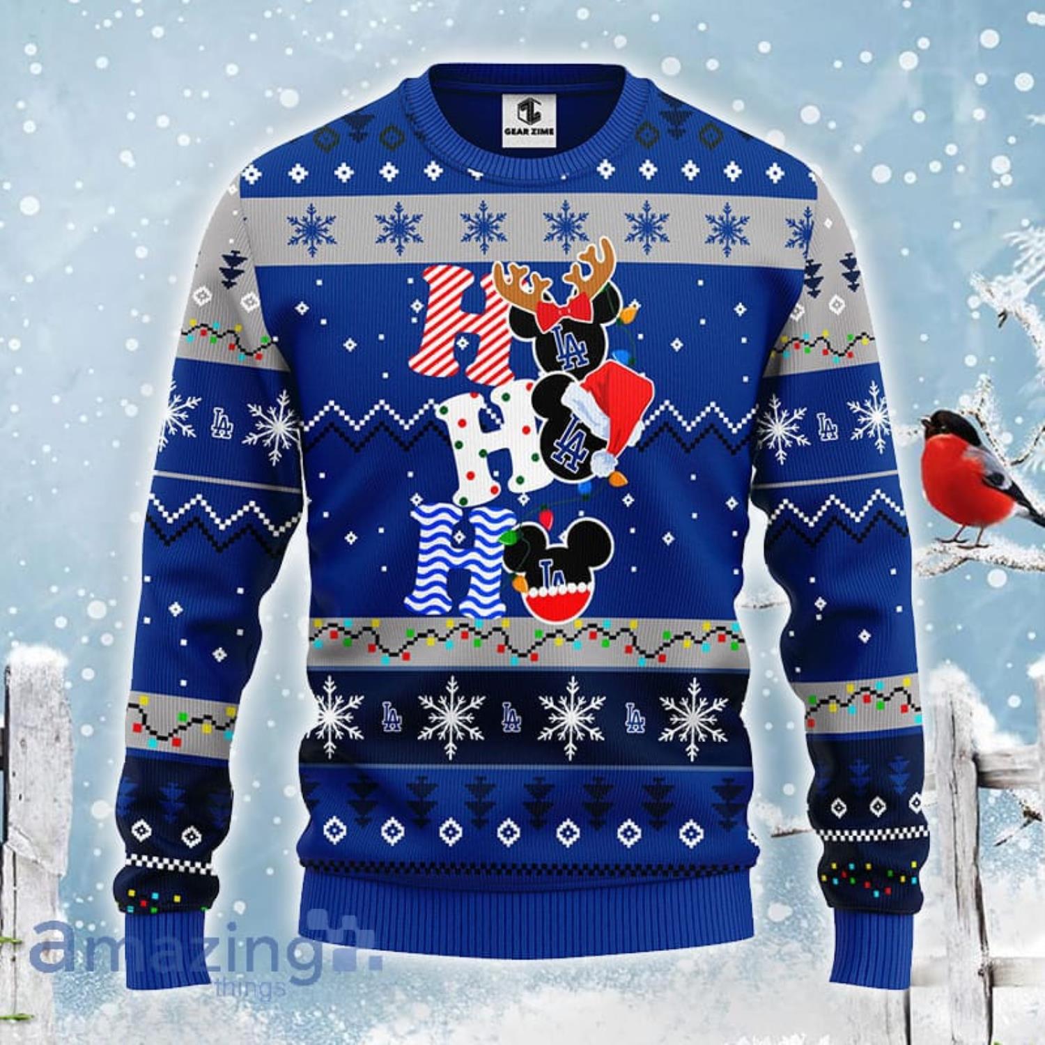 Christmas Gift Los Angeles Dodgers Cute Mickey Mouse Christmas Pattern Ugly  Christmas Sweater