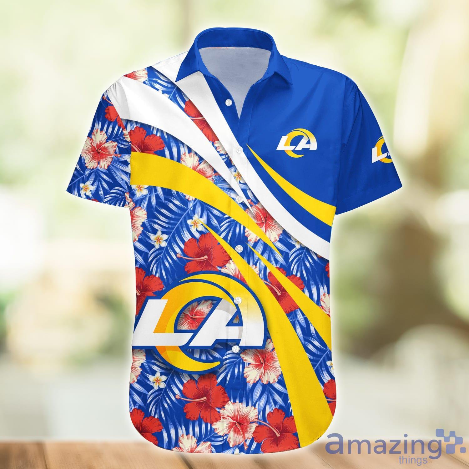 NFL Los Angeles Rams Black Cat Graphic Hawaiian Shirt - Trendy Aloha