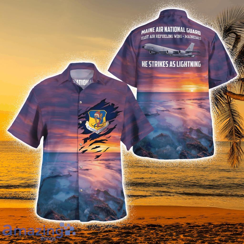 Maine Air National Guard 101st Air Refueling Wing (101 Arw) Kc-135r Stratotanker Tropical Hawaiian Shirt Product Photo 1