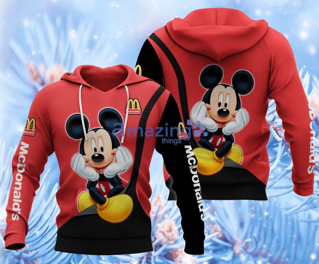 Mcdonald's Logo Red And Black Mickey Mouse Hoodie 3D Gift For Men And Women Product Photo 1