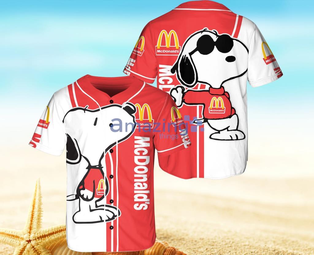 Mcdonald's Logo Snoopy Baseball Jersey Shirt Gift For Men And Women Product Photo 1