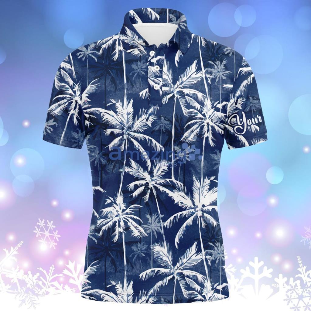 Men Golf Polo Upf Shirts With Tropical Background Blue Watercolor Palms Personalized Golf Polo Shirts Product Photo 1 Men Golf Polo Upf Shirts With Tropical Background Blue Watercolor Palms Personalized Golf Polo Shirts Product Photo 1