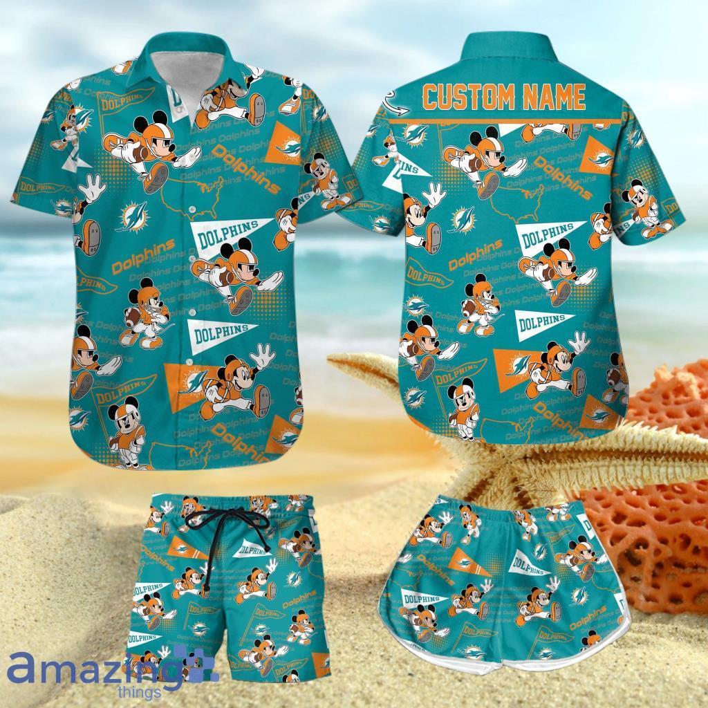 Miami Dolphins Custom Name Button-down Shirt Beach Shorts Mens