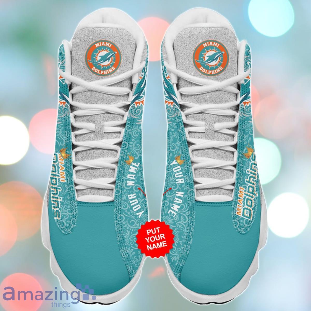 Miami Dolphins Air Jordan 13 Sneakers Shoes Custom Name Personalized Gifts