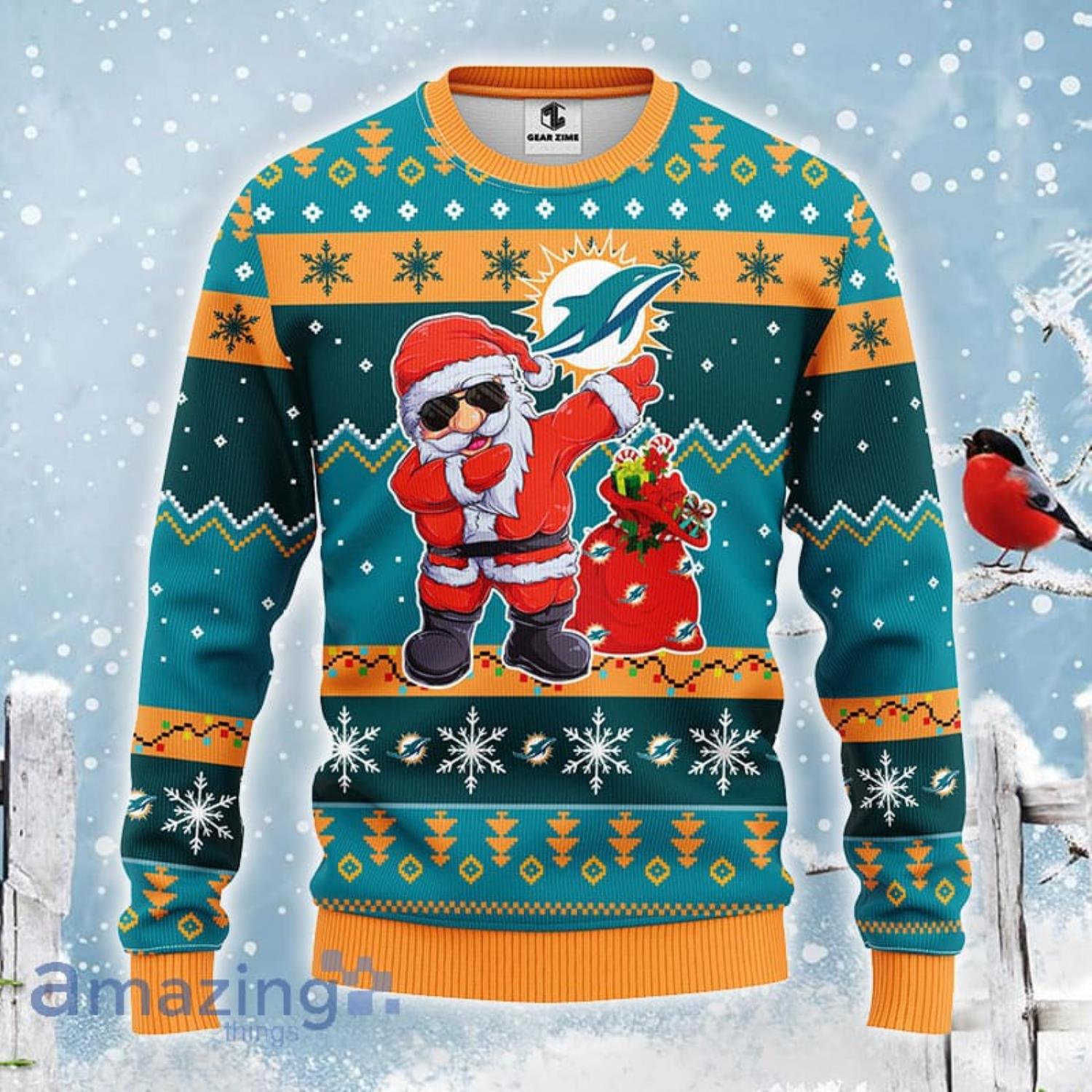 Vintage Dolphins Sweater Santa Claus Miami Dolphins Christmas Gift