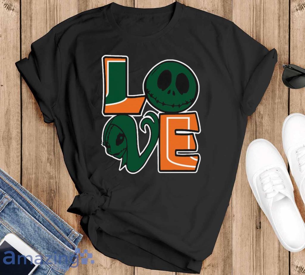 Miami Hurricanes Ncaa T Shirt Jack And Sally Halloween Love Fan Gift Product Photo 1