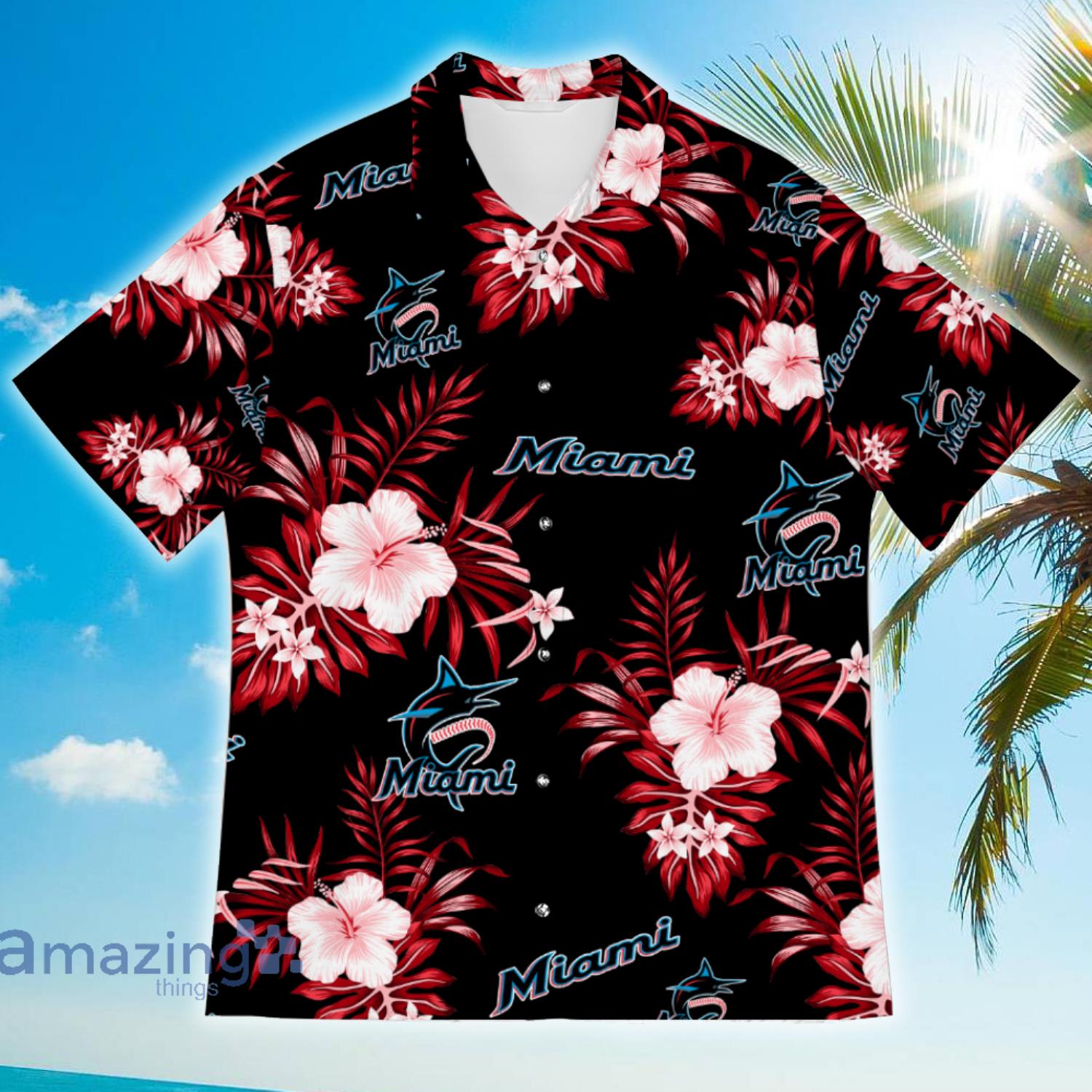 MLB Miami Marlins Tropical Hibiscus Hawaiian Shirt For Sport Fans