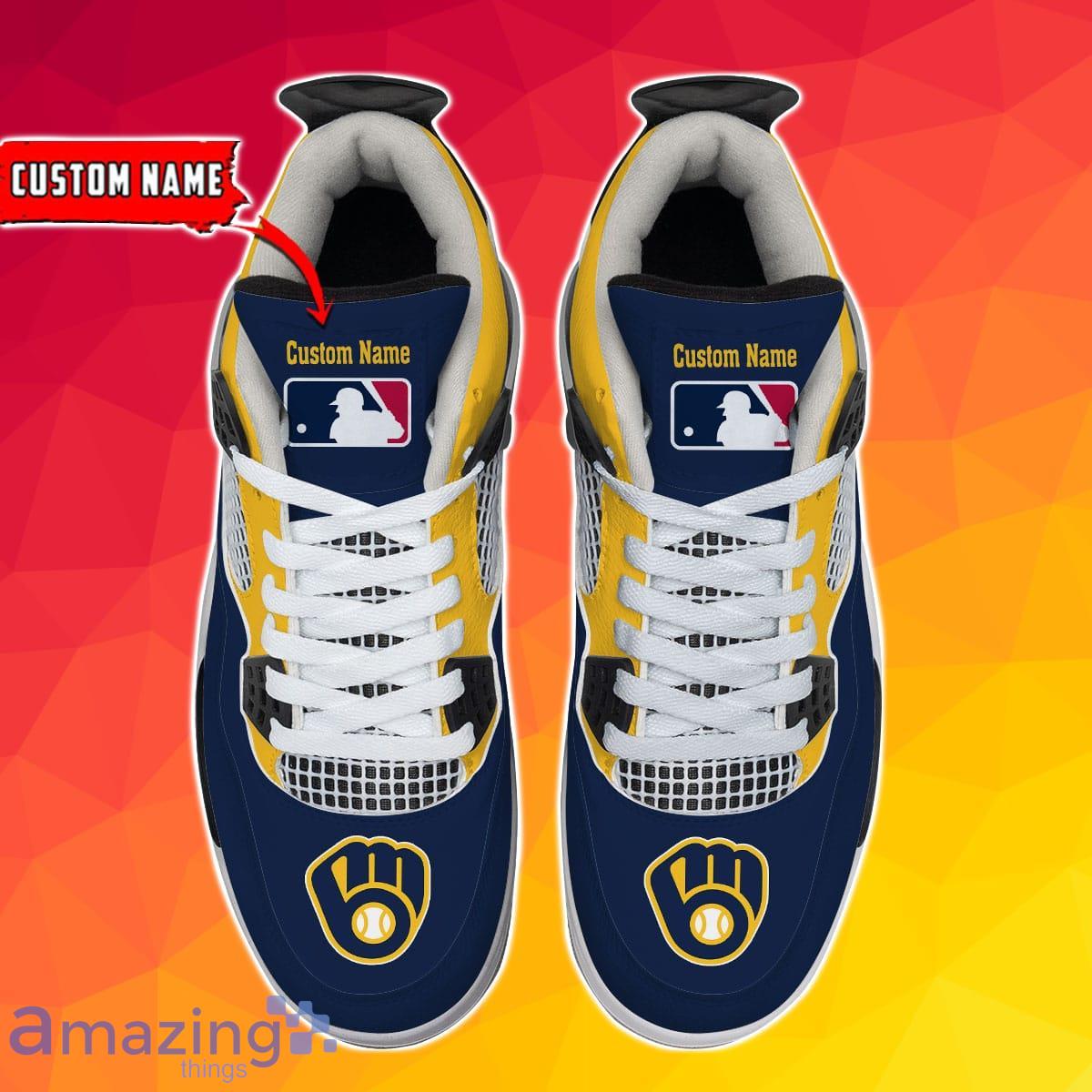 Milwaukee Brewers Personalized Air Jordan 4 Sneakers Best Gift For Men And Women Product Photo 2