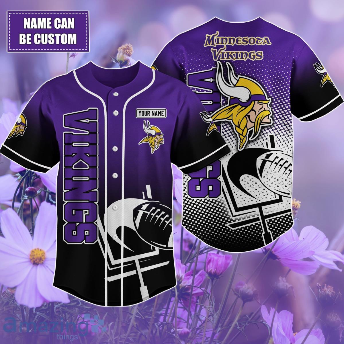 Minnesota Vikings Custom name Baseball Shirt Best Gift For Men And