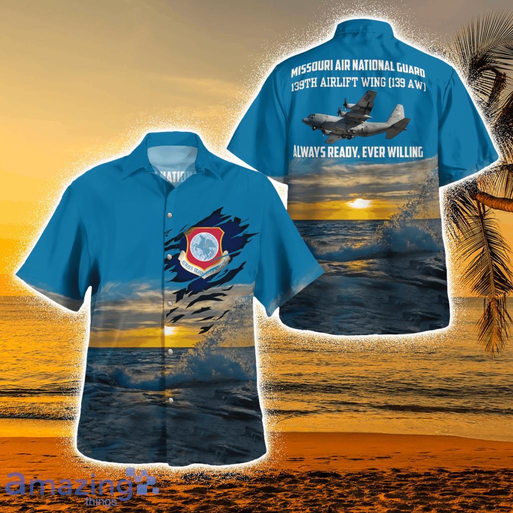 Missouri Air National Guard 139th Airlift Wing (139 Aw) C-130h2 Hercules Tropical Hawaiian Shirt Product Photo 1
