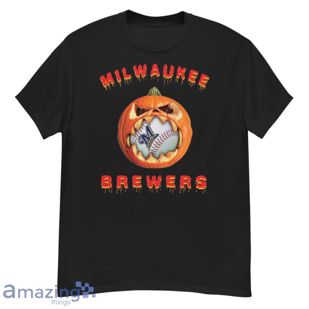 MLB Milwaukee Brewers Halloween Pumpkin Baseball Sports T Shirt