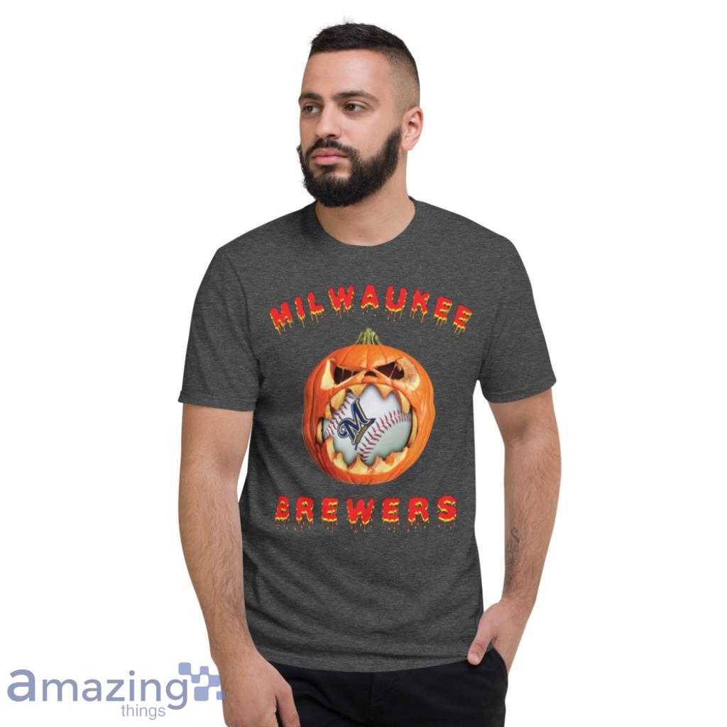MLB Milwaukee Brewers Halloween Pumpkin Baseball Sports T Shirt image MLB Milwaukee Brewers Halloween Pumpkin Baseball Sports T Shirt Product Photo 3