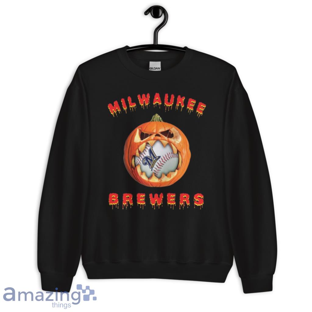 MLB Milwaukee Brewers Halloween Pumpkin Baseball Sports T Shirt