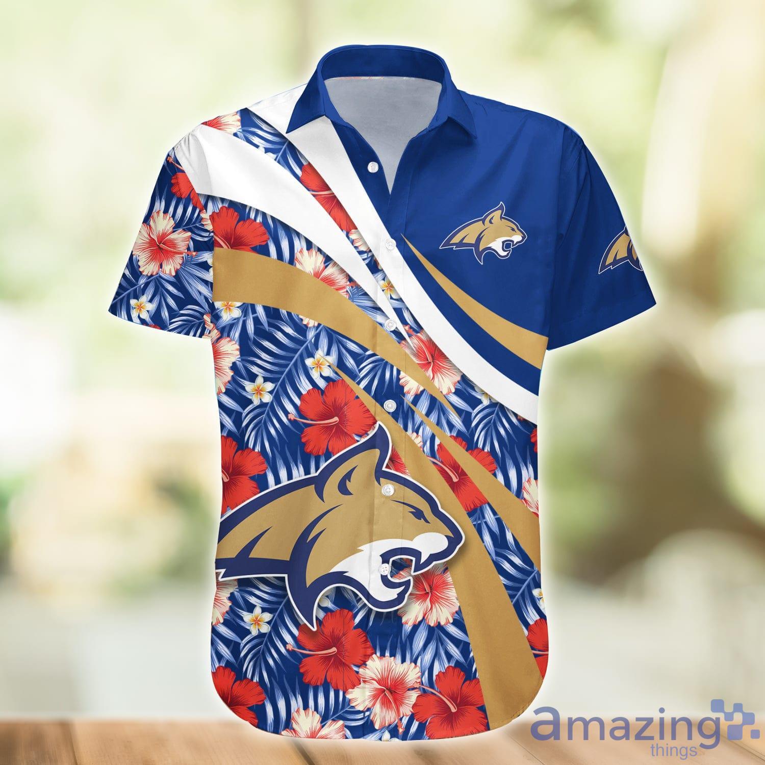 Montana State Bobcats NCAA Hibiscus Flower Pattern Aloha Hawaiian Shirt Product Photo 1
