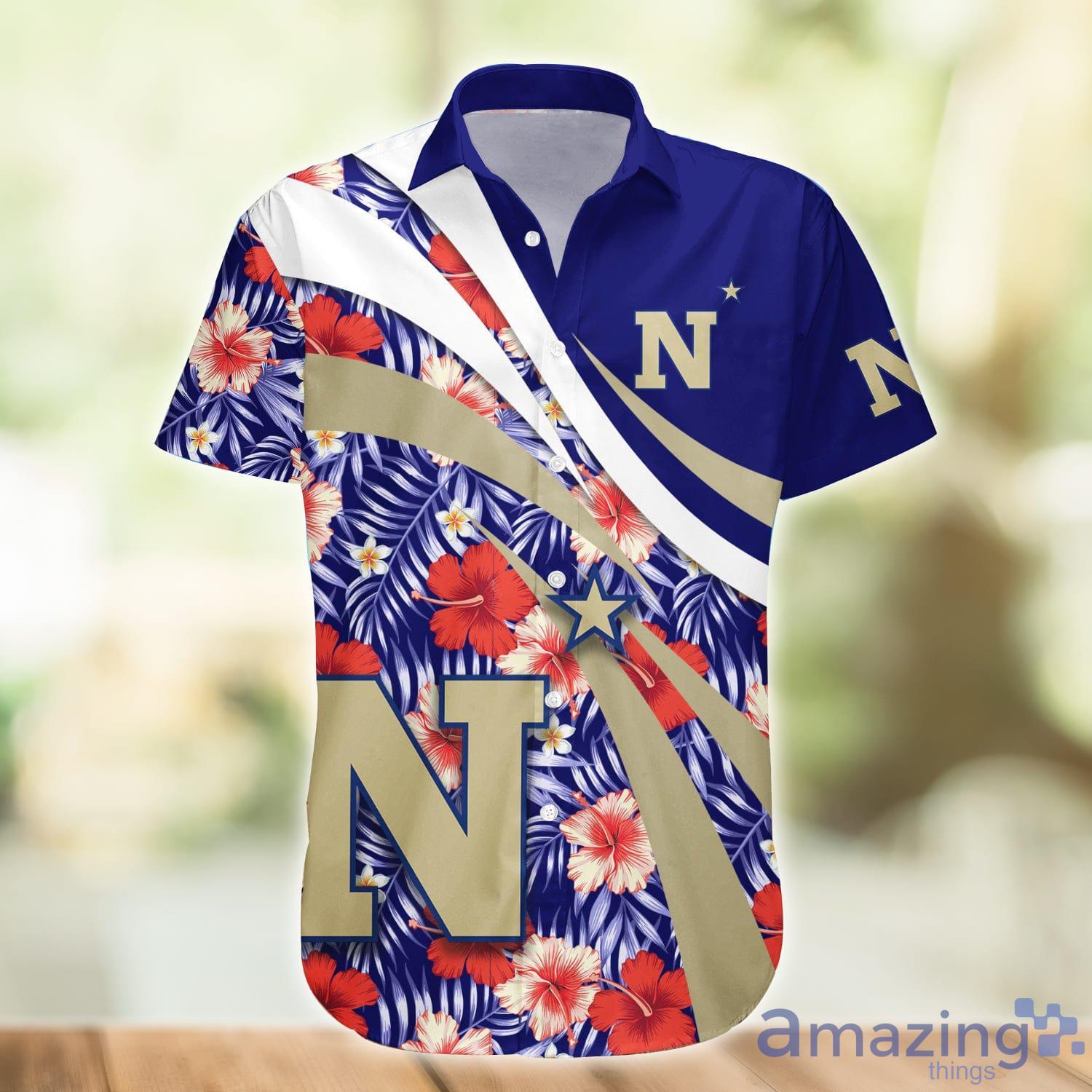 Navy Midshipmen NCAA Hibiscus Flower Pattern Aloha Hawaiian Shirt Product Photo 1