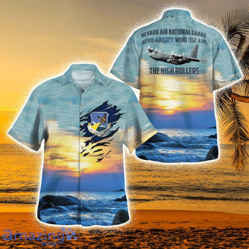 Nevada Air National Guard 152nd Airlift Wing (152 Aw) C-130h Hercules Tropical Hawaiian Shirt Product Photo 1