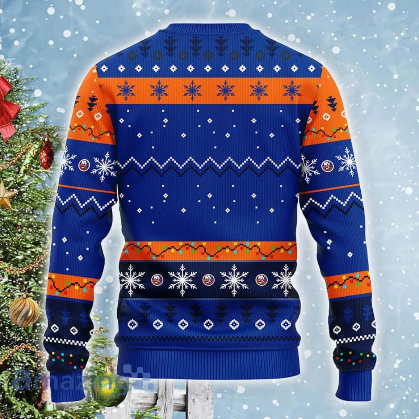 New York Islanders NHL Team HoHoHo Mickey Funny Christmas Gift Ugly Christmas Sweater Product Photo 1