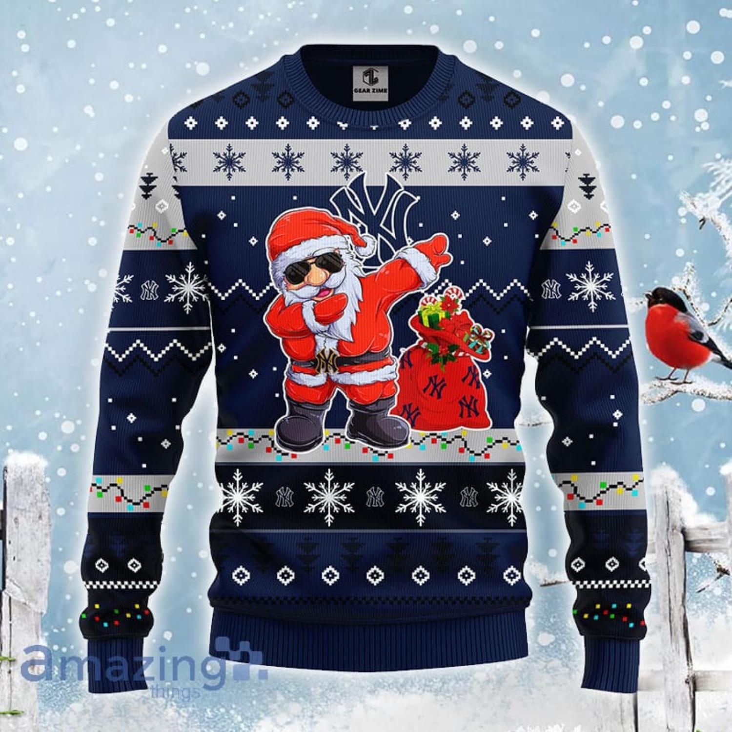 New York Yankees MLB Team Dabbing Santa Claus Funny Christmas Gift Ugly Christmas Sweater Product Photo 1