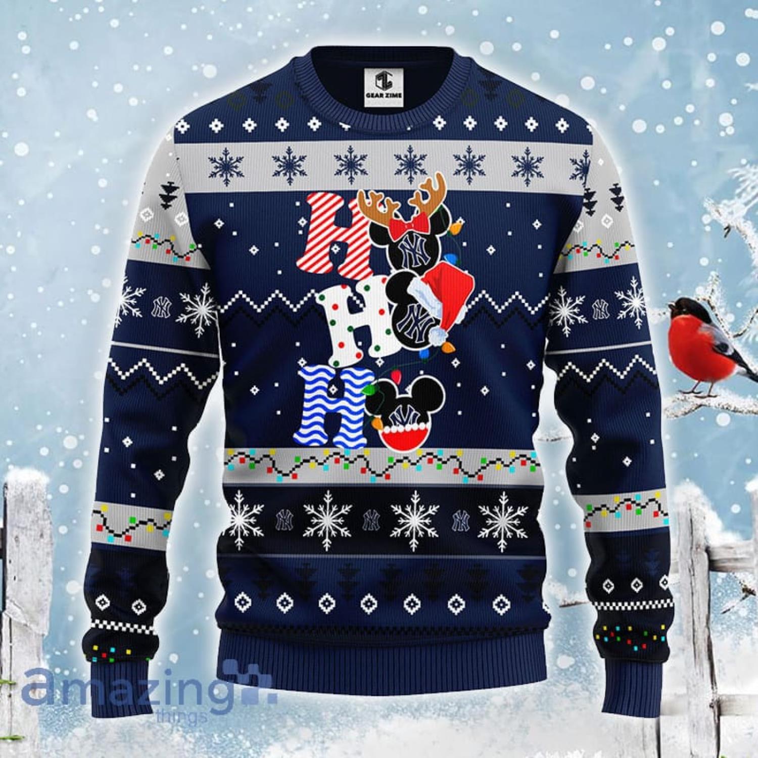 New York Yankees MLB Team HoHoHo Mickey Funny Christmas Gift Ugly Christmas Sweater Product Photo 1
