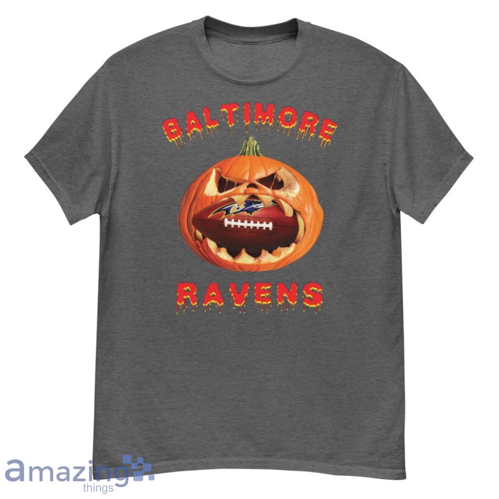 NFL Baltimore Ravens Halloween Pumpkin Football Sports T Shirt Product Photo 1