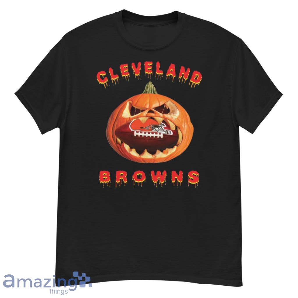 NFL Cleveland Browns Halloween Pumpkin Football Sports T Shirt image NFL Cleveland Browns Halloween Pumpkin Football Sports T Shirt Product Photo 2
