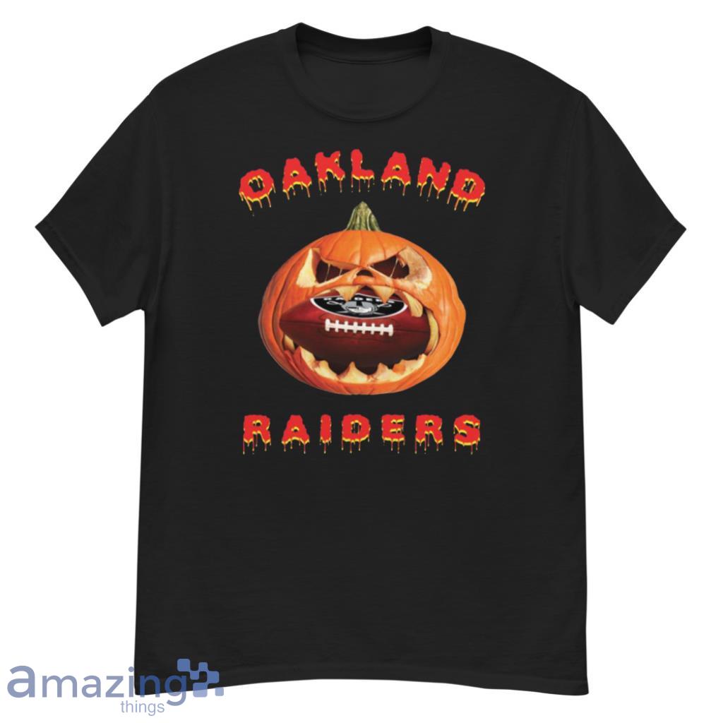 NFL Oakland Raiders Halloween Pumpkin Football Sports T Shirt image NFL Oakland Raiders Halloween Pumpkin Football Sports T Shirt Product Photo 2