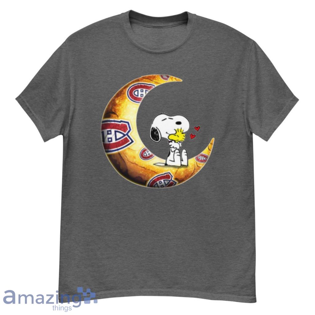 NHL Hockey Montreal Canadiens I Love Snoopy To The Moon And Back Shirt T Shirt Product Photo 1