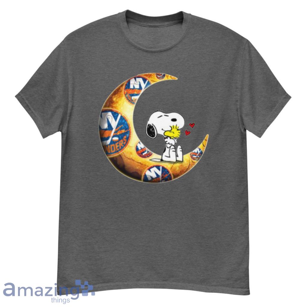 NHL Hockey New York Islanders I Love Snoopy To The Moon And Back Shirt T Shirt Product Photo 1