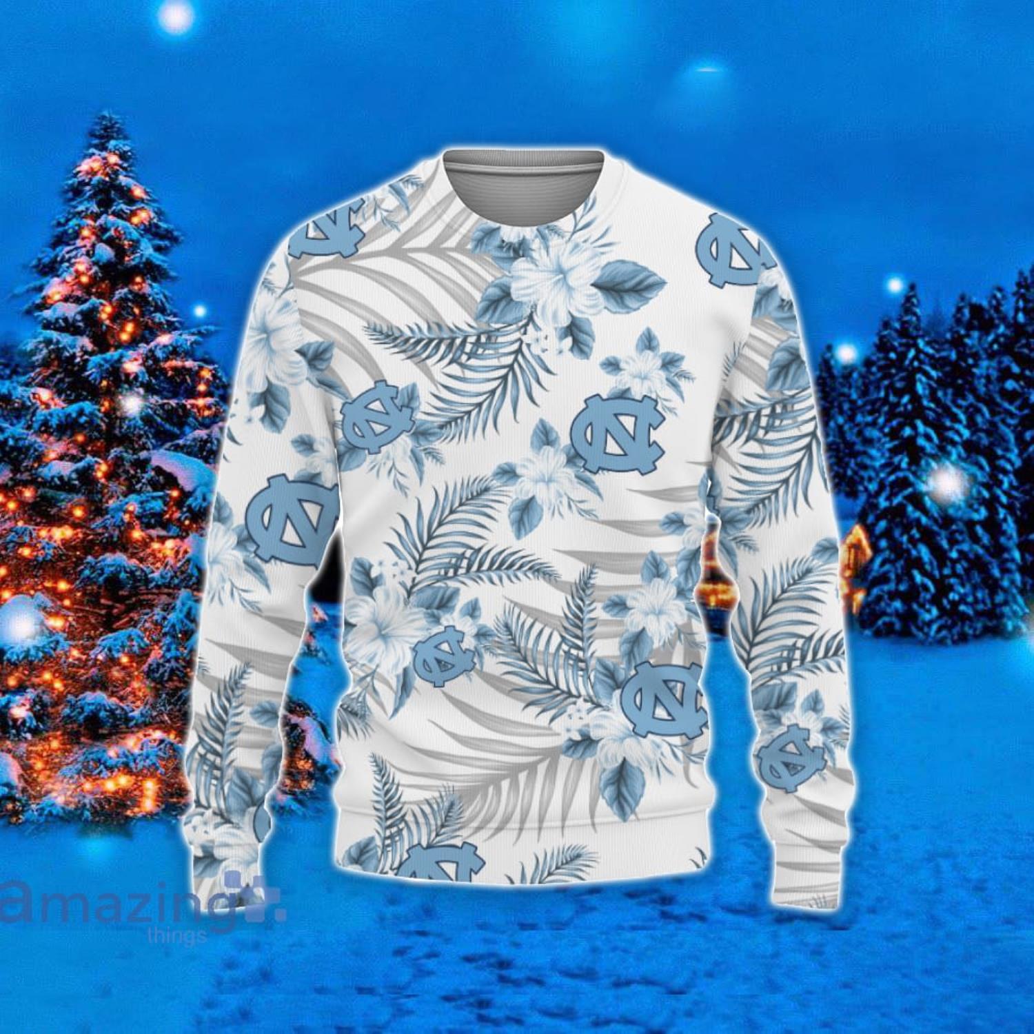 North Carolina Tar Heels Hawaii Tropical Patterns Ugly Christmas Sweater For Fans Product Photo 1 North Carolina Tar Heels Hawaii Tropical Patterns Ugly Christmas Sweater For Fans Product Photo 1