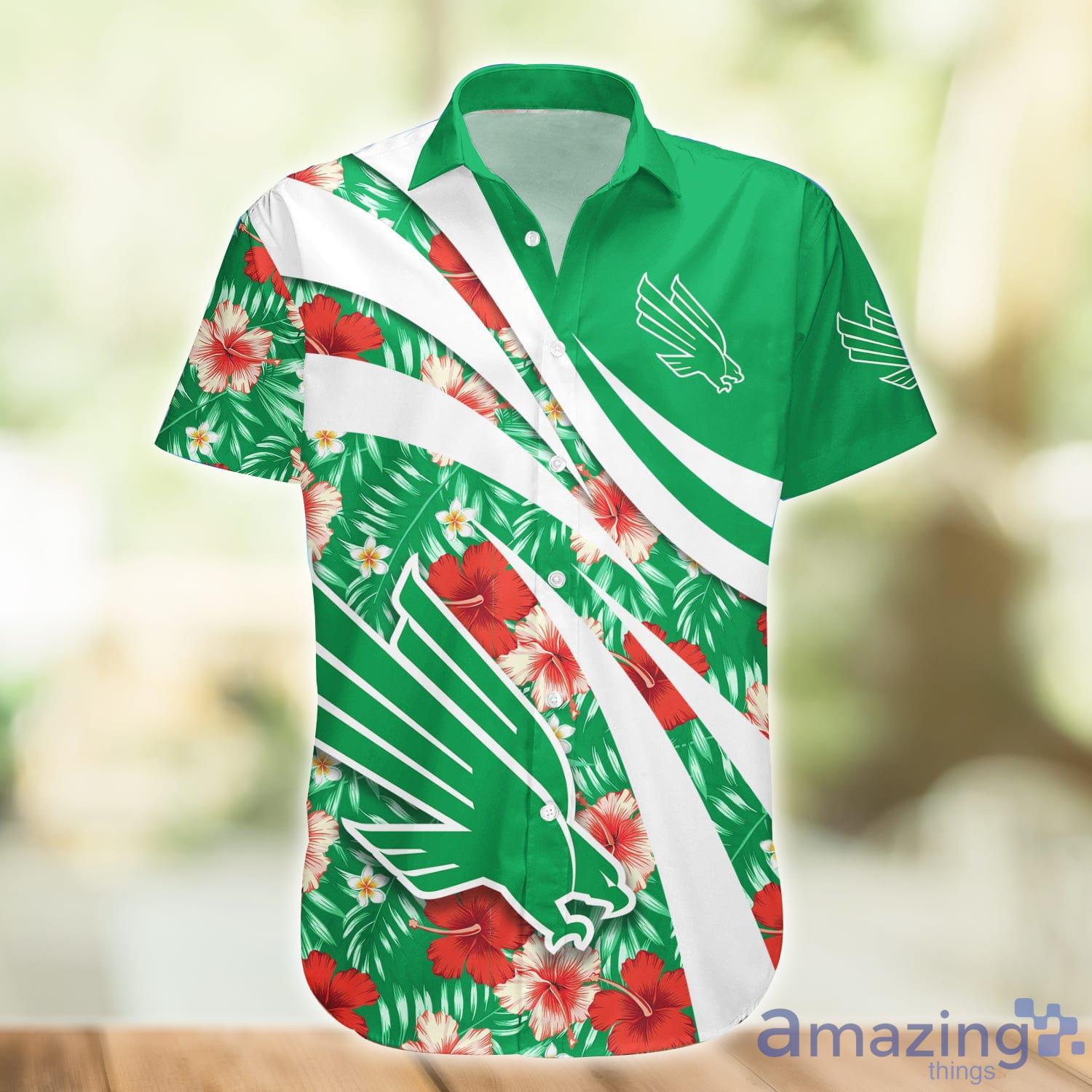 North Texas Mean Green NCAA Hibiscus Flower Pattern Aloha Hawaiian Shirt Product Photo 1