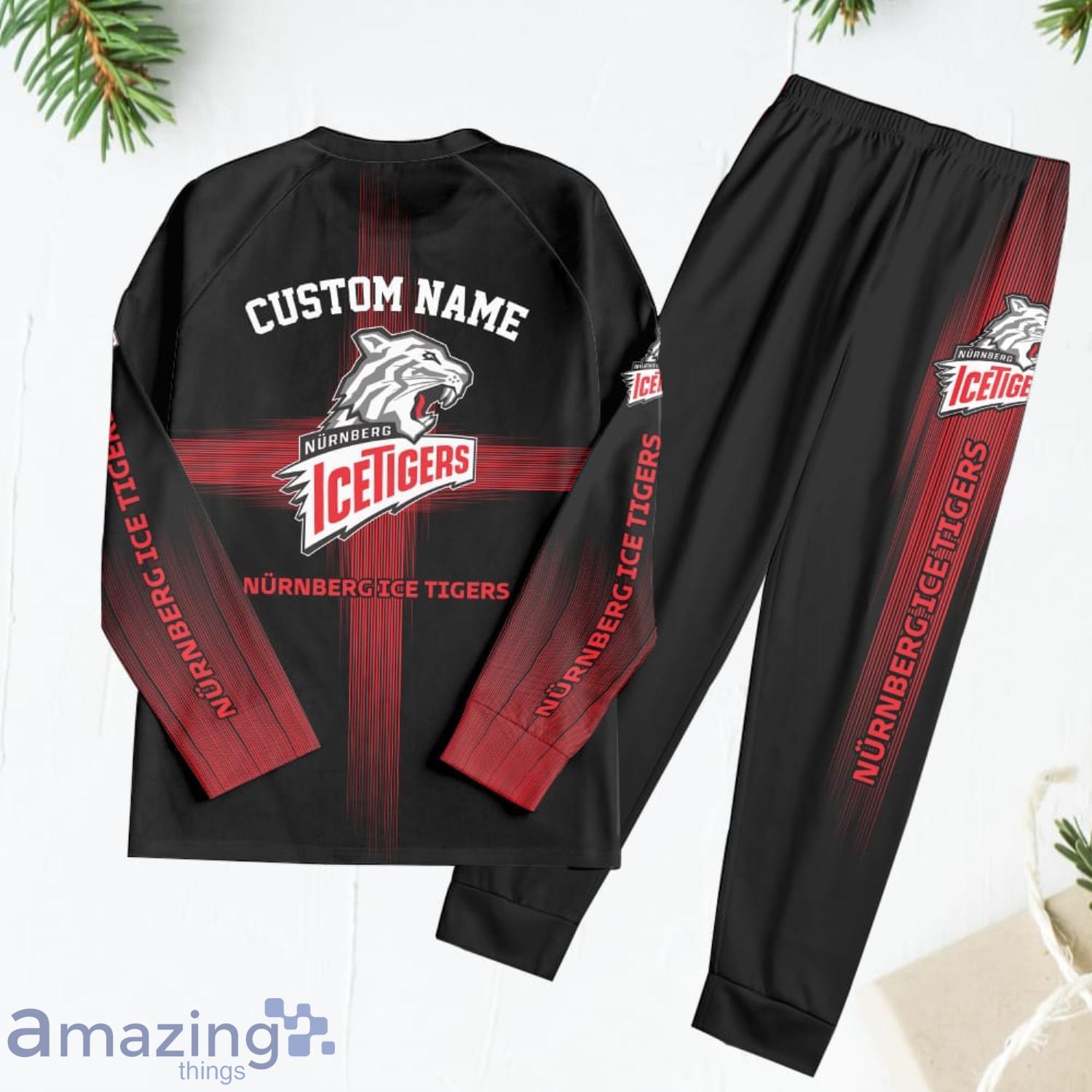 Nurnberg Ice Tigers Cusom Name Pajamas Set Best Gift For Family image Nurnberg Ice Tigers Cusom Name Pajamas Set Best Gift For Family Product Photo 3