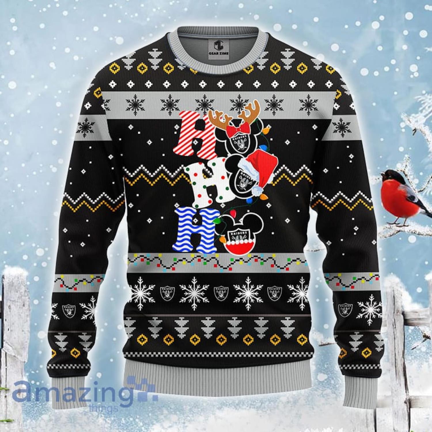 Oakland Raiders NFL Team HoHoHo Mickey Funny Ugly Christmas