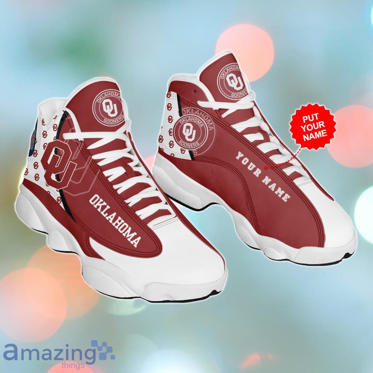 Custom Name Oklahoma Air Jordan 13 Sneaker Shoes